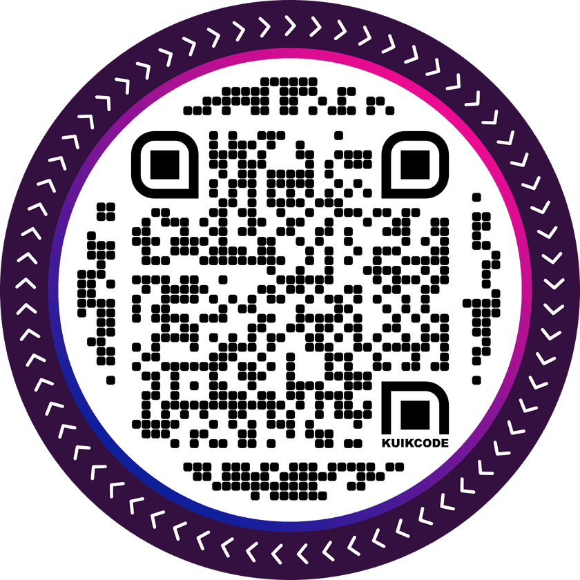 KuikCode QR code with a chevron repeating shape frame