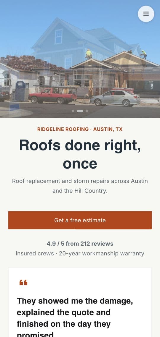 Roofing Contractor KuikPage template