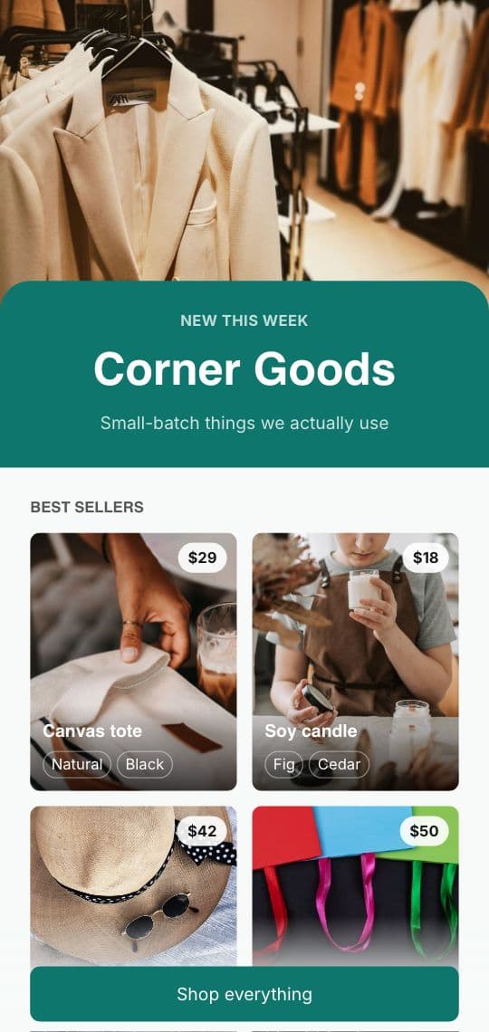 Mini Shop KuikPage template