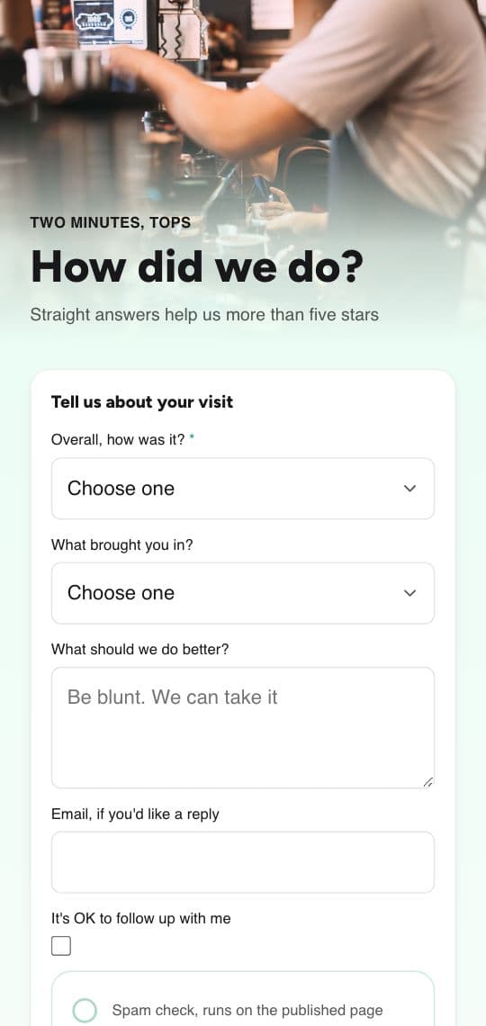 Feedback Survey KuikPage template