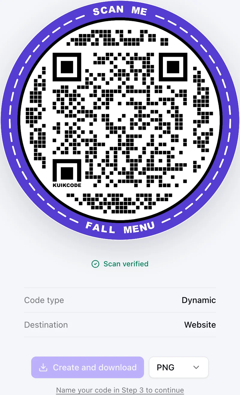 A designed KuikCode with a frame carrying call to action text above and below the code