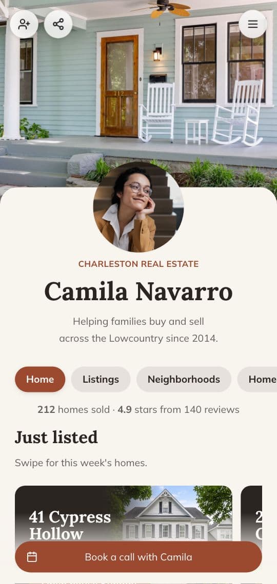Real Estate Agent KuikPage template on a phone