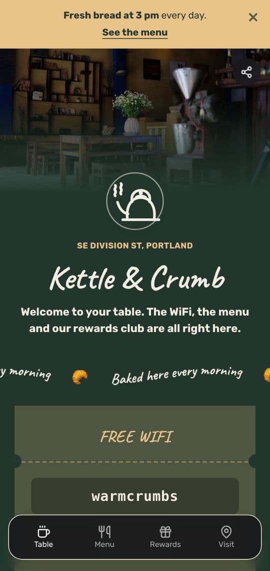 Café Table Card KuikPage template