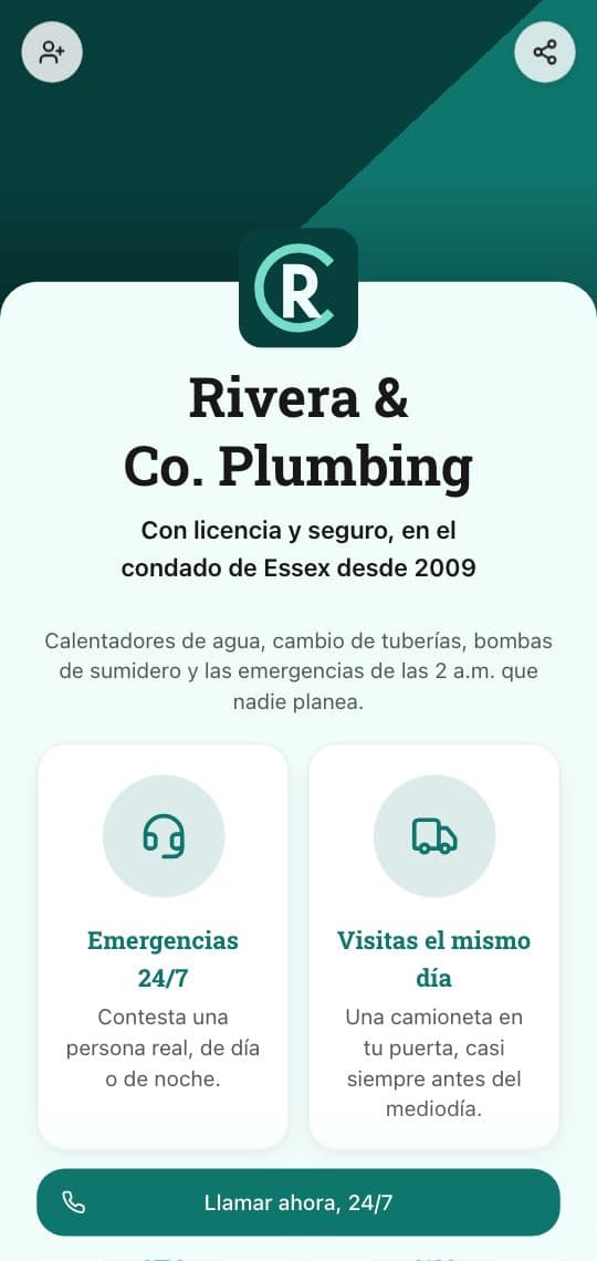 Plantilla de KuikPage Tarjeta de presentación