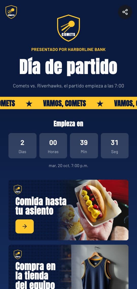 Plantilla de KuikPage Día de partido en un teléfono