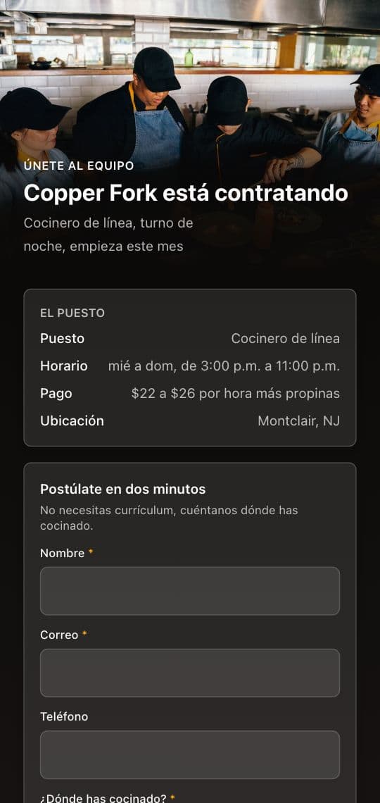 Plantilla de KuikPage Estamos contratando