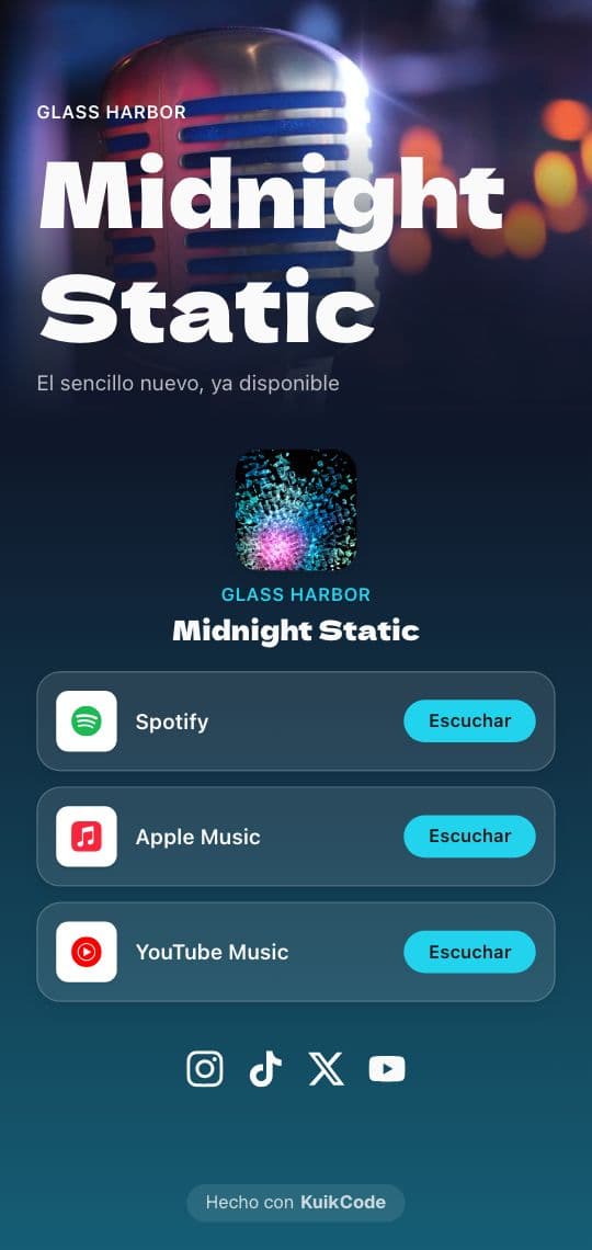 Plantilla de KuikPage Lanzamiento musical