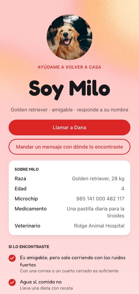 Plantilla de KuikPage Identificación de mascota