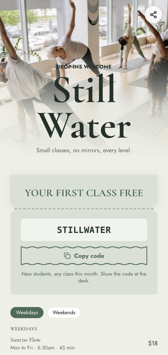 Class Schedule KuikPage template