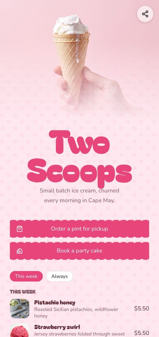 Ice Cream Shop KuikPage template