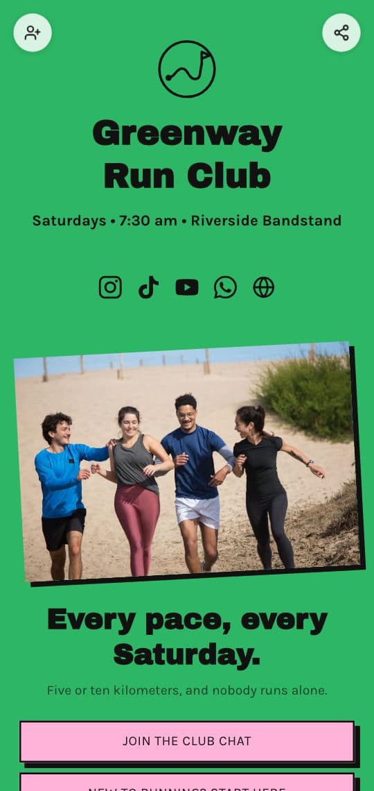 Run Club KuikPage template
