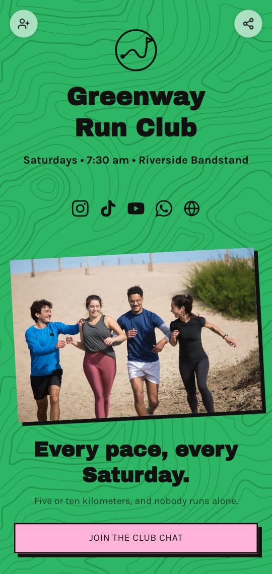 Run Club KuikPage template